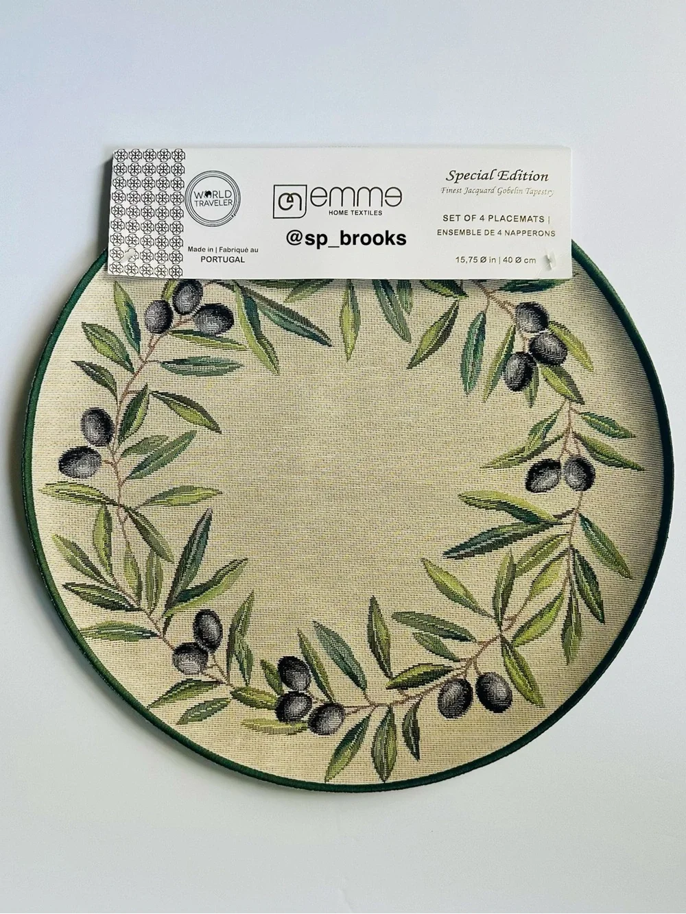 🎁4PC Emme Special Edition Gobelin Tapestry Placemats - 15” Round Emme Placemats
